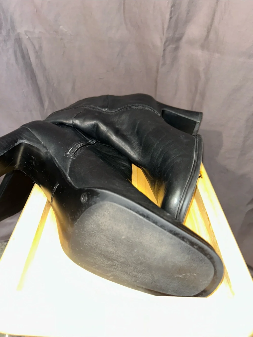Apostrophe Black Over-the-Knee Leather Boots